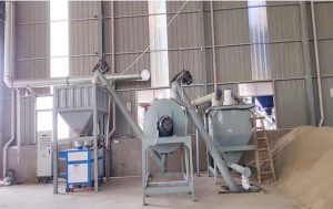 侧面图-配料秤简易搅拌机双出口成品仓全线-3